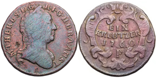 Marie Terezie 1740 - 1780, 1 Krejcar 1760 P