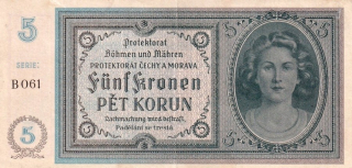 Protektorát 1939 - 1945, 5 Korun b.l. (1940)