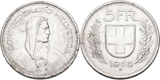 Švýcarsko, 5 Frank 1966
