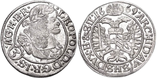 Leopold I. 1657 - 1705, 3 Krejcar 1669 SHS