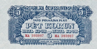 Československo 1944 - 1945, 5 Korun 1944, SPECIMEN