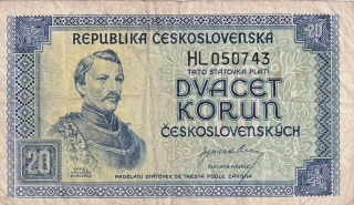 Československo 1945 - 1953, 20 Korun b.l. (1945)