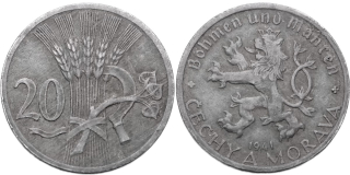 Protektorát 1939 - 1945, 20 Haléř 1941