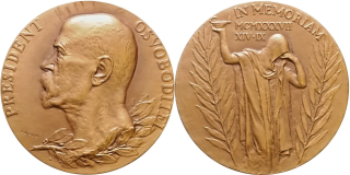 Československo, Medaile k úmrtí T.G.Masaryka 1937, 80 mm