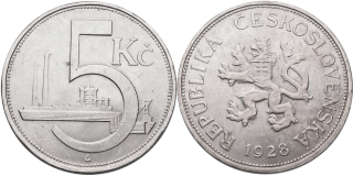 ČSR 1918 - 1939, 5 Koruna  1928