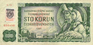 Slovensko, 100 Koruna 1961 II. vydání , kolek 1993