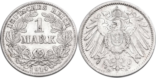 Německo, Wilhelm II. 1888 - 1918, 1 Marka 1914 D