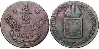 František II. 1792 - 1835, 1/2 Krejcar 1816 A
