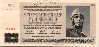 Protektorát 1939 - 1945, 5000 Korun 1944, SPECIMEN