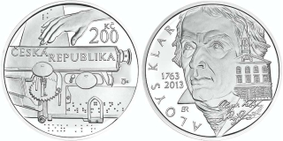Česká republika, 200 Kč 2013 proof, 250. výročí narození Aloyse Klara