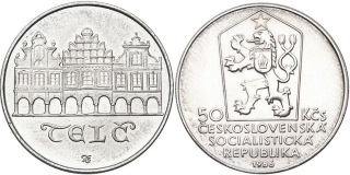 Československo 1953 - 1993, 50 Kčs 1986, Městská památková rezervace Telč