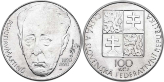 Československo 1953 - 1993, 100 Kčs 1990, 100. výročí narození Bohuslava Martinů
