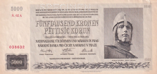 Protektorát 1939 - 1945, 5000 Korun 1944, SPECIMEN