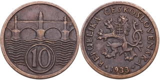 ČSR 1918 - 1939, 10 Haléř 1933