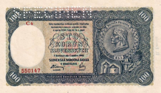Slovenská republika 1939 - 1945, 100 Ks 1940, SPECIMEN