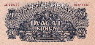 Československo 1944 - 1945, 20 Koruna 1944, SPECIMEN
