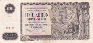 Slovenská republika 1939 - 1945, 1000 Koruna 1940