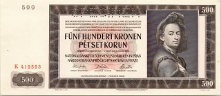 Protektorát 1939 - 1945, 500 Korun 1942, I. vydání, SPECIMEN