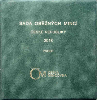 Česká republika, Sada oběžných mincí 2018 - Proof semišový obal