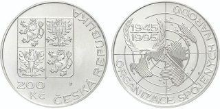 Česká republika, 200 Kč 1995, běžná kvalita, Založení OSN 