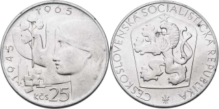 Československo 1953 - 1993, 25 Kčs 1965, 20. výročí osvobození