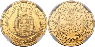 Československo 1919 - 1939, Dukát 1936 NGC etue MS63