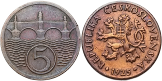 ČSR 1918 - 1939, 5 Haléř 1925