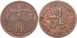 ČSR 1918 - 1939, 10 Haléř 1935 R!