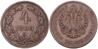František Josef I. 1848 - 1918, 4 Krejcar 1860 B