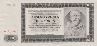 Protektorát 1939 - 1945, 1000 Koruna 1942 SPECIMEN