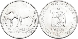Československo 1953 - 1993, 50 Kčs 1987, kůň Převalského