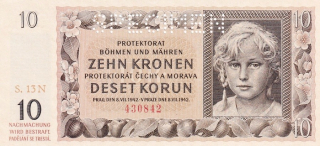 Protektorát 1939 - 1945, 10 Korun 1942 SPECIMEN