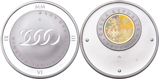 Česká republika, 2000 Kč, bimetalová mince Konec milénia 2000  matná
