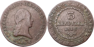 František II. 1792 - 1835, 3 Krejcar 1812 B