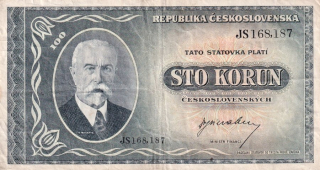 Československo 1945 - 1953, 100 Koruna b.l. (1945)