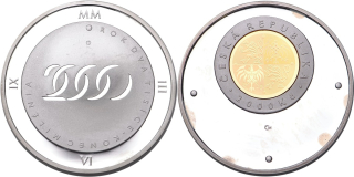 Česká republika, 2000 Kč, bimetalová mince Konec milénia 2000 proof - lesklá