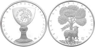 Česká republika, 200 Kč 2007 550. výročí založení Jednoty bratrské Proof