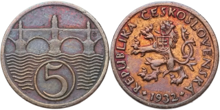 ČSR 1918 - 1939, 5 Haléř 1932