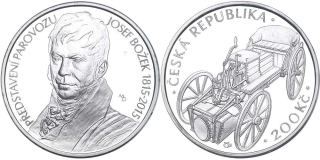Česká republika, 200 Kč 2015 proof, Josef Božek, certifikát podepsaný autorem