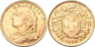 Švýcarsko, 20 Frank 1935 LB